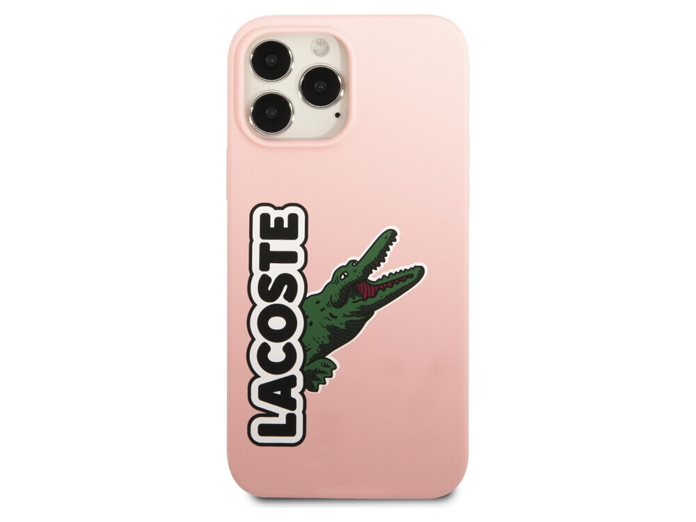 Etui LACOSTE Silicone Head Crocodile do Apple iPhone 13 Pro Max Różowy, elastyczne, silikon, zarysowania, miękka, na białym tle frontem na wprost