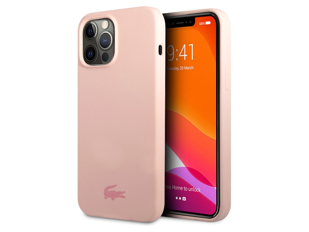 Etui LACOSTE Silicone do Apple iPhone 13 Pro Różowy ochronne mikrofibra delikatny silikon