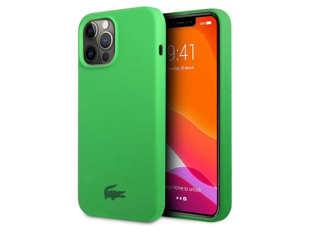 Etui LACOSTE Silicone do Apple iPhone 13 Pro Zielony ochronne mikrofibra delikatny silikon