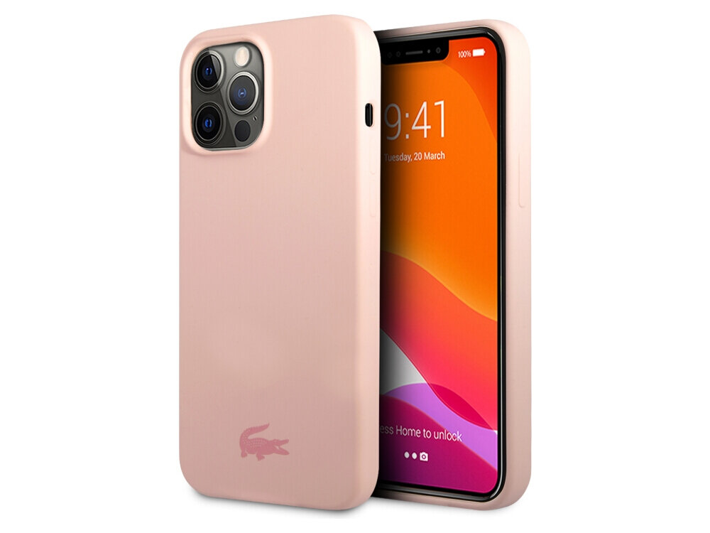 Etui LACOSTE Silicone do Apple iPhone 13 Pro Max Różowy silikonowe etui ochronne mikrofibra delikatny silikon