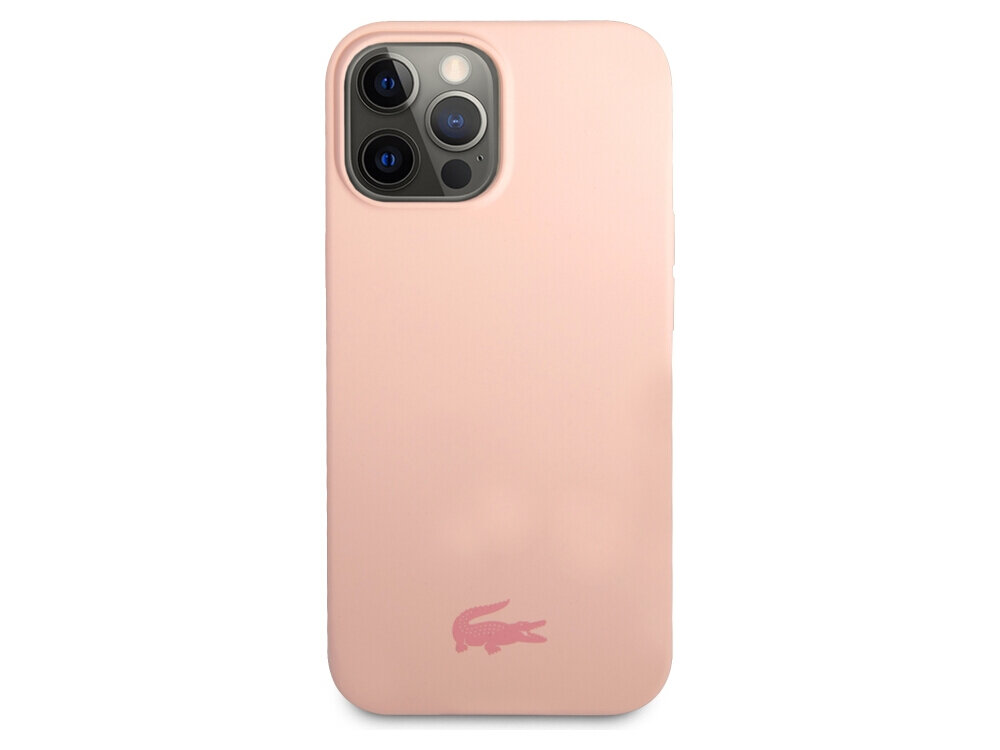 Etui LACOSTE Silicone do Apple iPhone 13 Pro Max Różowy Silikonowe etui wyściełane mikrofibrą  bezpieczne komfortowe