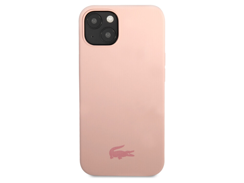 Etui LACOSTE Silicone do Apple iPhone 13 Mini Różowy Silikonowe etui wyściełane mikrofibrą zielone bezpieczne komfortowe