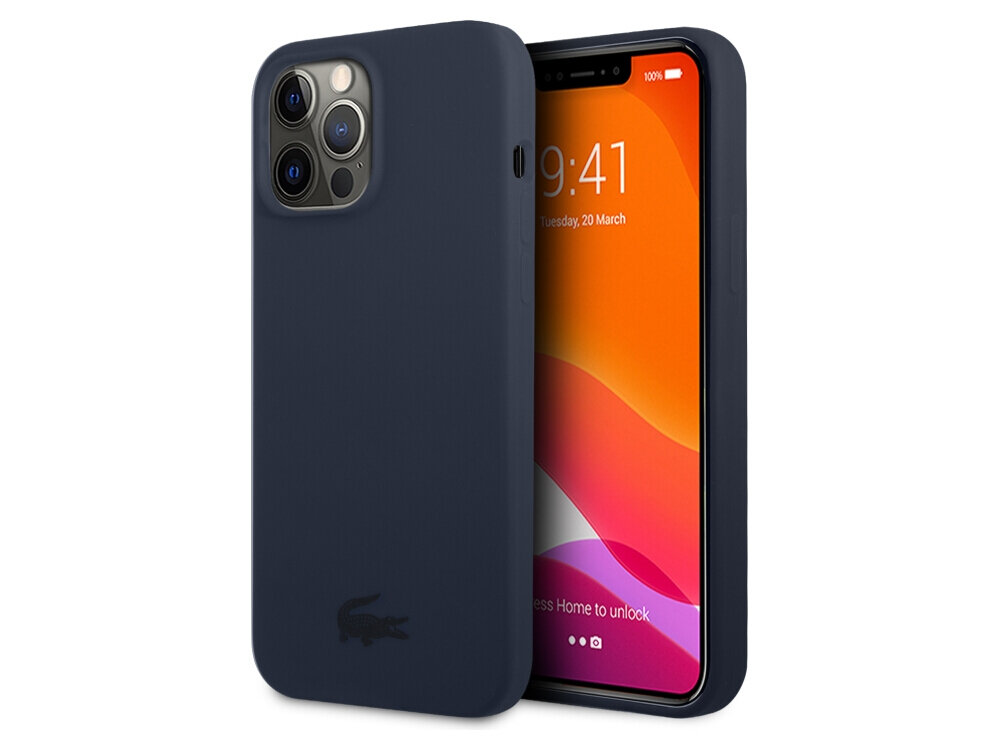 Etui LACOSTE Silicone do Apple iPhone 13 Pro Max Granatowy silikonowe etui ochronne mikrofibra delikatny silikon