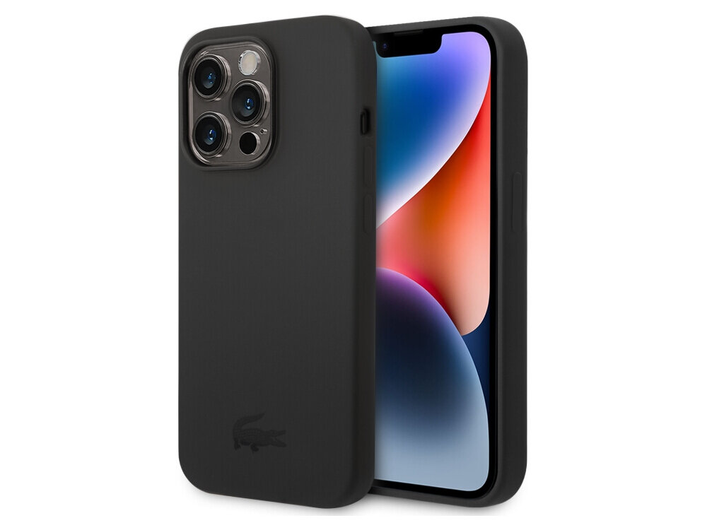 Etui LACOSTE Silicone do Apple iPhone 14 Pro Czarny silikonowe etui ochronne mikrofibra delikatny silikon