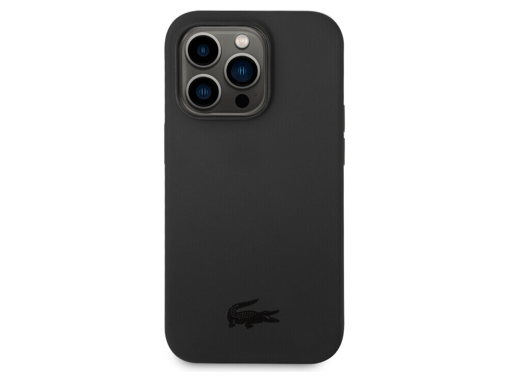 Etui LACOSTE Silicone do Apple iPhone 14 Pro Czarny Silikonowe etui wyściełane mikrofibrą bezpieczne komfortowe
