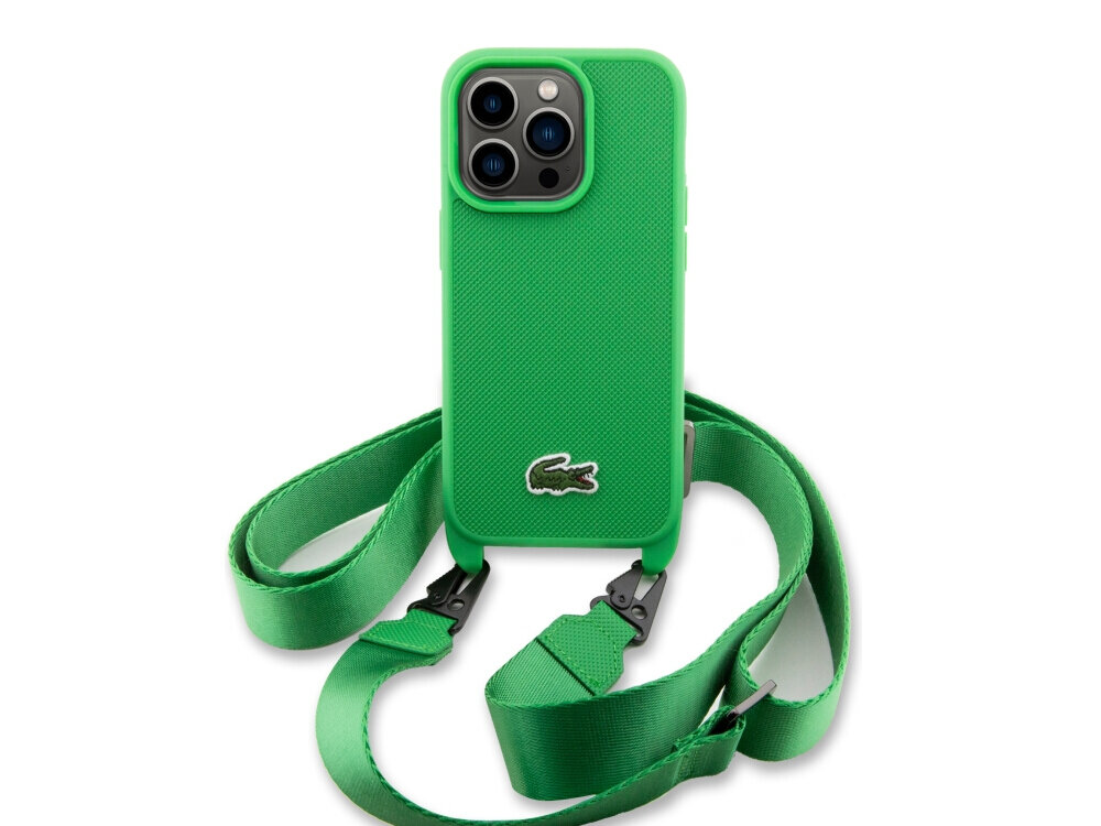 Etui LACOSTE Iconic Petit Pique Crossbody do Apple iPhone 14 Pro Zielony Czarne etui ochrona smartfona TPU PC wytrzymałe