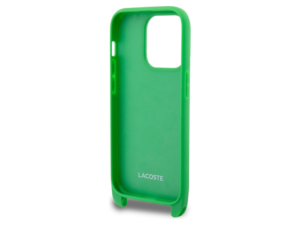 Etui LACOSTE Iconic Petit Pique Crossbody do Apple iPhone 14 Pro Zielony Czarne etui z regulowanym paskiem praktyczne wygodne stylowe