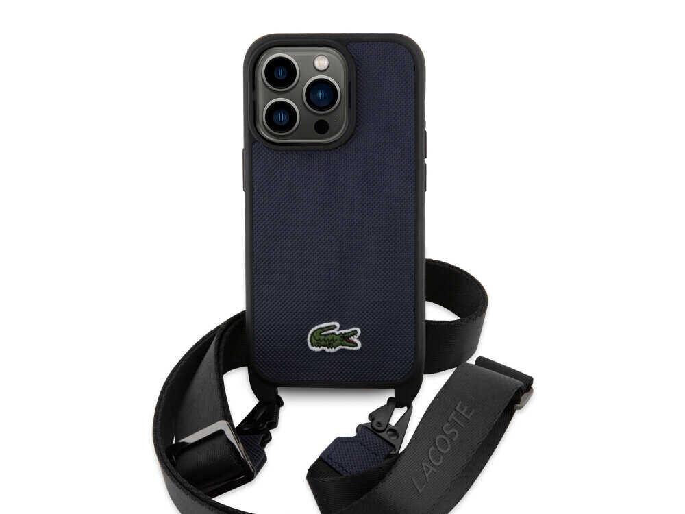Etui LACOSTE Iconic Petit Pique Crossbody do Apple iPhone 14 Pro Granatowy Czarne etui ochrona smartfona TPU PC wytrzymałe