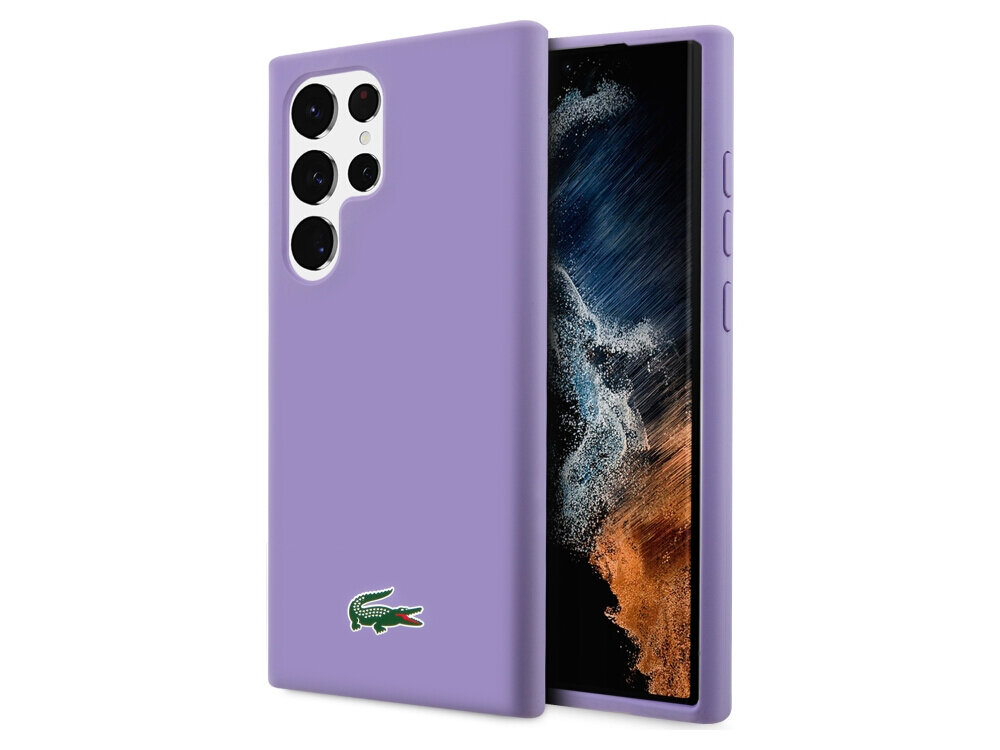 Etui LACOSTE Silicone do Samsung Galaxy S23 Ultra Fioletowy  silikonowe etui ochronne mikrofibra delikatny silikon