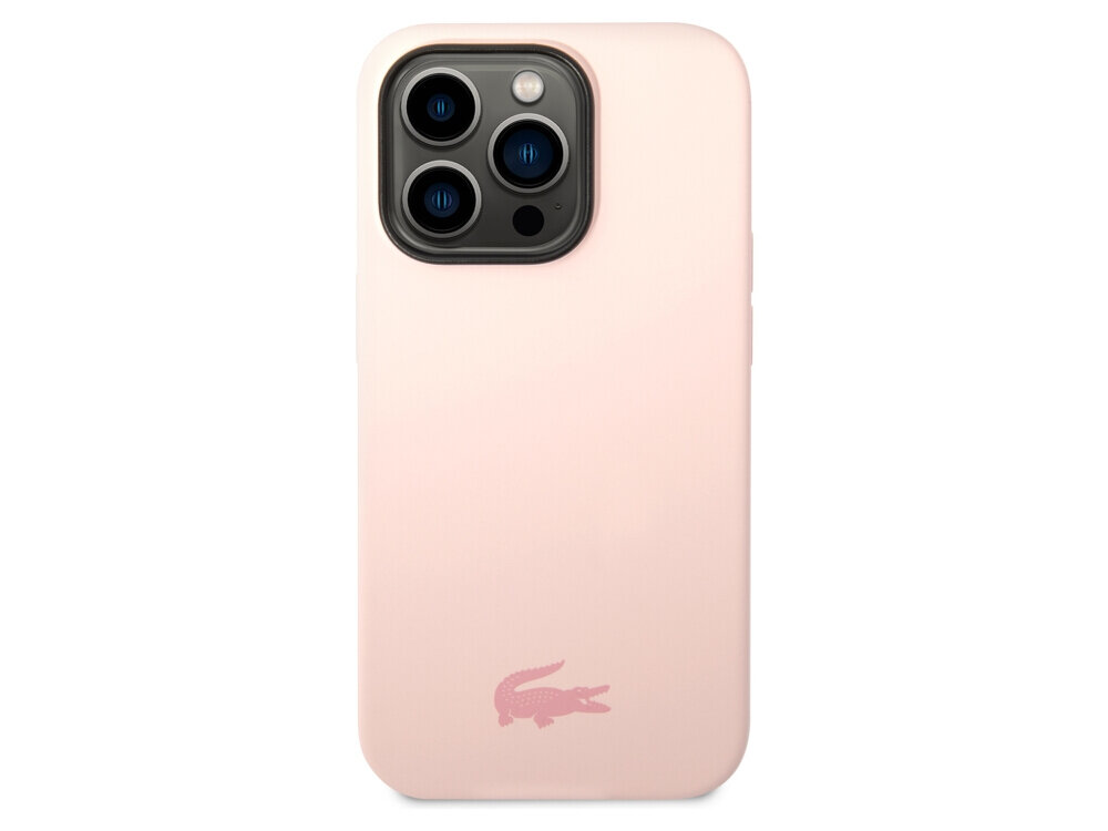 Etui LACOSTE Silicone do Apple iPhone 14 Pro Max Jasnoróżowy Silikonowe etui wyściełane mikrofibrą  bezpieczne komfortowe