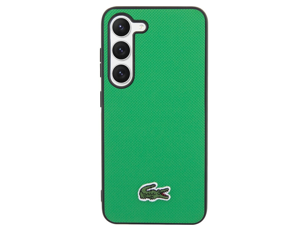 Etui LACOSTE Iconic Petit Pique do Samsung Galaxy S23 Zielony, polikarbon, poliuretan, uderzenia, zarysowania, na białym tle frontem na wprost
