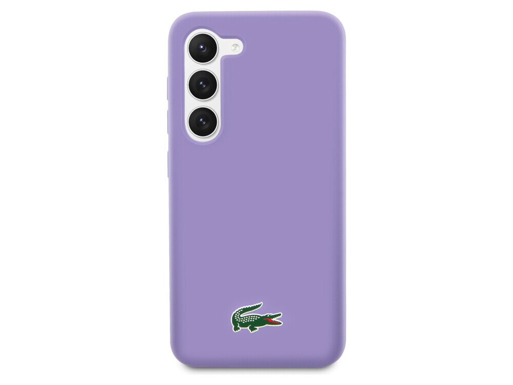 Etui LACOSTE Silicone do Samsung Galaxy S23 Fioletowy Silikonowe etui wyściełane mikrofibra bezpieczne komfortowe