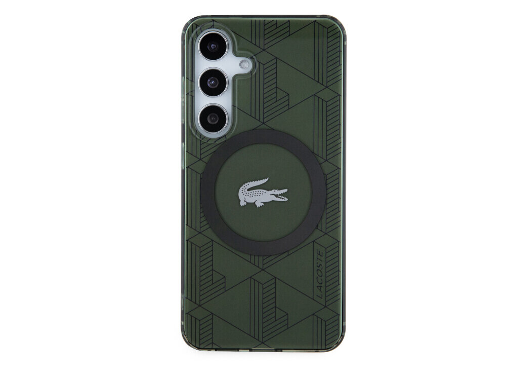 Etui LACOSTE Lacoste IML Blend Monogram MagSafe do Samsung Galaxy S24  Khaki, polikarbon, TPU, zarysowania, uderzenia, na białym tle frontem na wprost