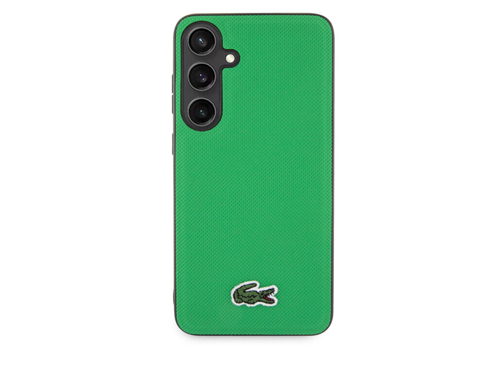 Etui LACOSTE Iconic Petit Pique MagSafe do Samsung Galaxy S24+ Zielony, konstrukcja, Bezpieczna, magsafe, TPU, na białym tle frontem na wprost