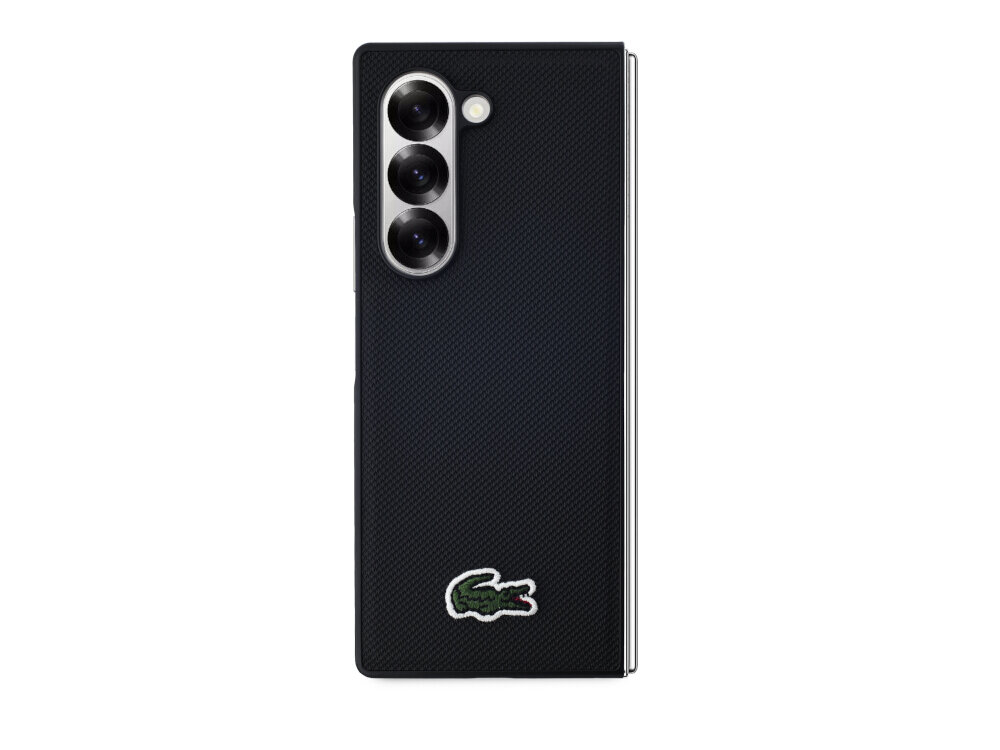 Etui LACOSTE Iconic Petit Pique Woven Logo MagSafe do Samsung Galaxy Z Fold 6 Czarny  Etui Lacoste Iconic Petit Pique czarne TPU PC trwałe ochrona