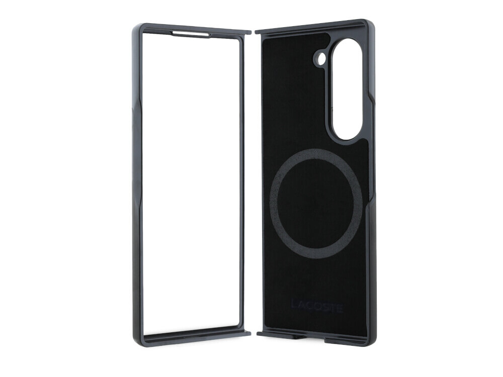 Etui LACOSTE Iconic Petit Pique Woven Logo MagSafe do Samsung Galaxy Z Fold 6 Czarny  Etui Lacoste Iconic Petit Pique czarne eleganckie dopasowane logo krokodyl
