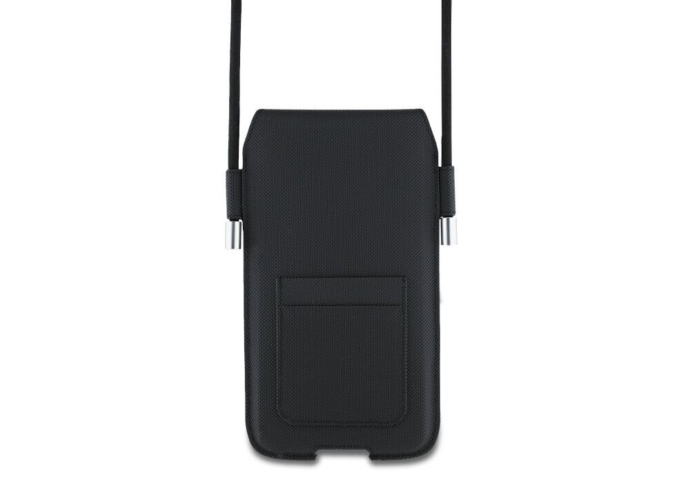 Etui LACOSTE Universal Phone Sleeve Crossbody Petit Pique Czarny, rozmiar, uniwersalny, eleganckie, wygląd, na białym tle etui frontem prawo skos