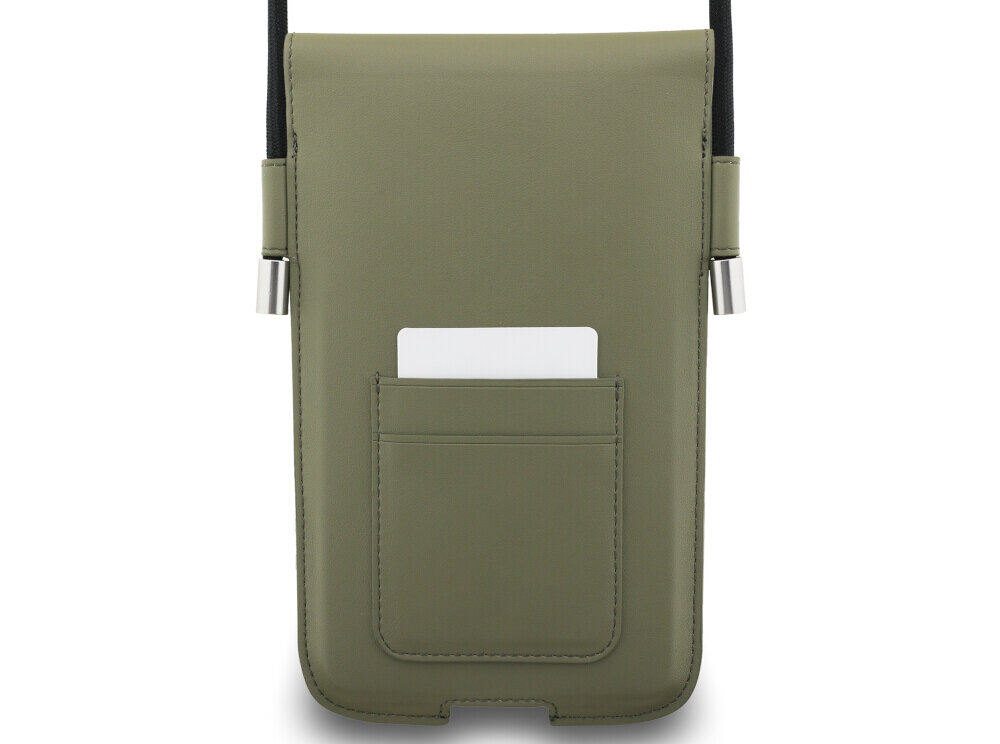 Etui LACOSTE Universal Sleeve Crossbody The Blend XL Zielony, kieszonki, portfel, fakturowy, przeszycia, na białym tle etui frontem prawo skos