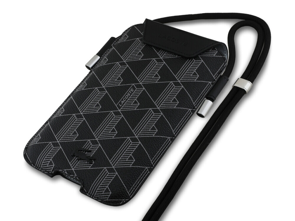 Torebka na telefon LACOSTE Universal Sleeve Crossbody PVC Mono XL Czarny Czarna torebka Lacoste Universal Sleeve Crossbody skóra ekologiczna logo krokodyl
