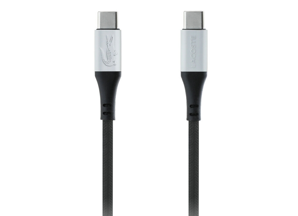 Etui LACOSTE Iconic Petite Pique Woven MagSafe do Apple 16 Pro Max + kabel USB-C - USB-C Czarny Etui Lacoste Iconic Petit Pique Woven MagSafe czarne MagSafe kabel USB-C