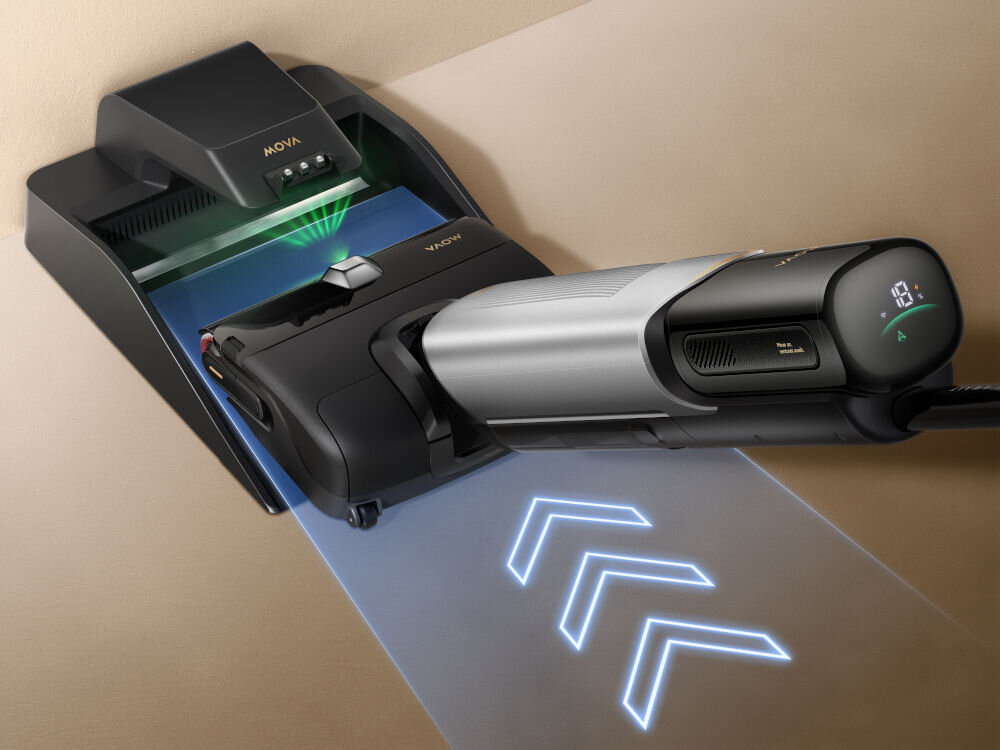 Odkurzacz MOVA X4 Pro ustawianie w stacji dokujące akumulator 30 000 mAh do 45 minut pracy do 25 minut przy zraszaniu powierzchnia do 350 metrów automatyczne ładowanie