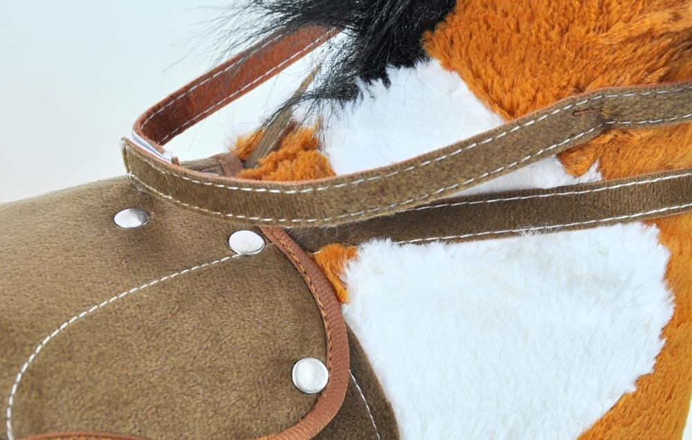 Koń na biegunach MILLY MALLY Łatek Jasnobrązowy  miękkie wygodne siodło wygoda komfort lejce