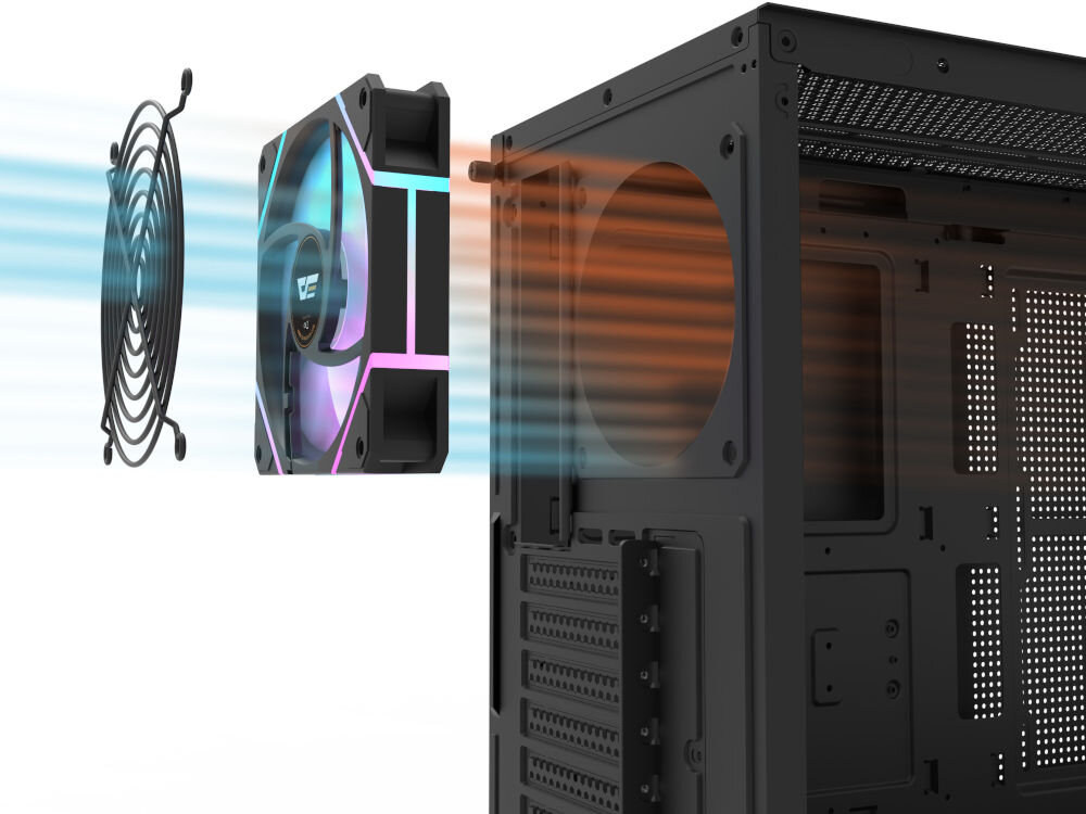 Obudowa DARKFLASH DS900 AIR Czarny + 6 wentylatorów ARGB wentylacja chłodzenie wentylatory