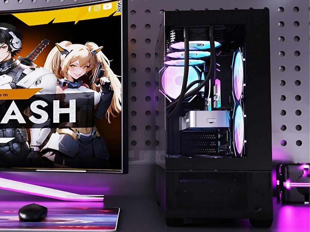 Obudowa DARKFLASH DS900 AIR Czarny + 6 wentylatorów ARGB opis