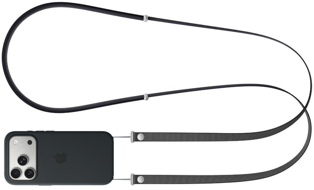 Pasek na ramię APPLE z założónym smartfonem w etui