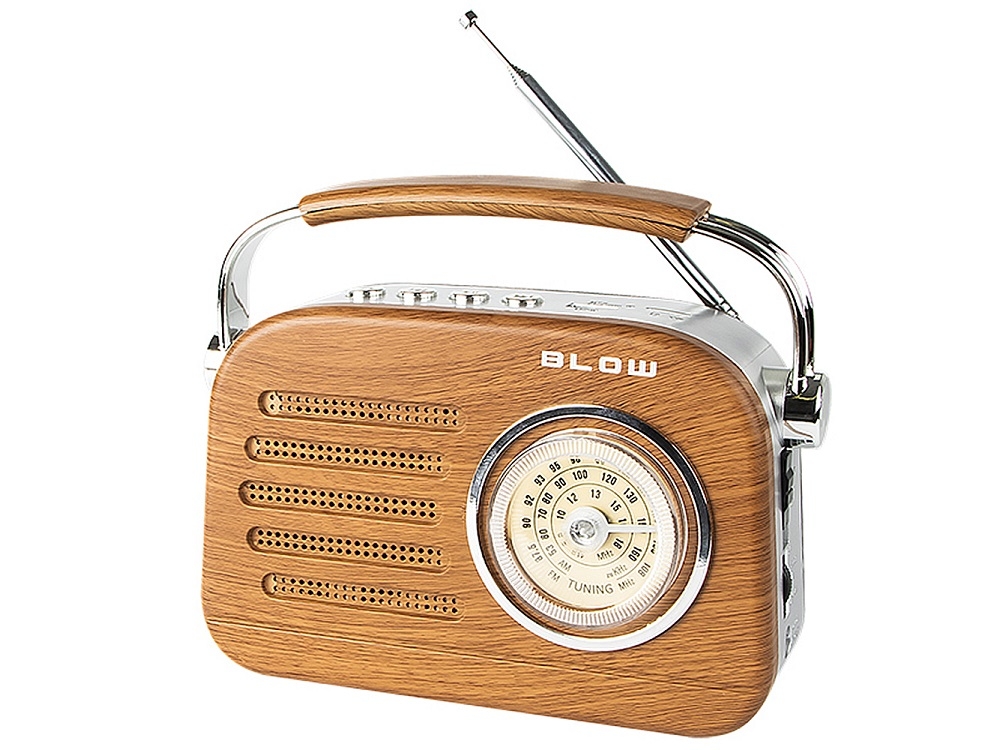 Radio BLOW RA3 Brązowy funkcja Bluetooth baterie R20 zasilanie sieciowe pendrive karta pamięci funkcje