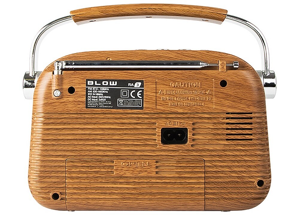Radio BLOW RA3 Brązowy funkcja Bluetooth baterie R20 zasilanie sieciowe pendrive karta pamięci funkcje