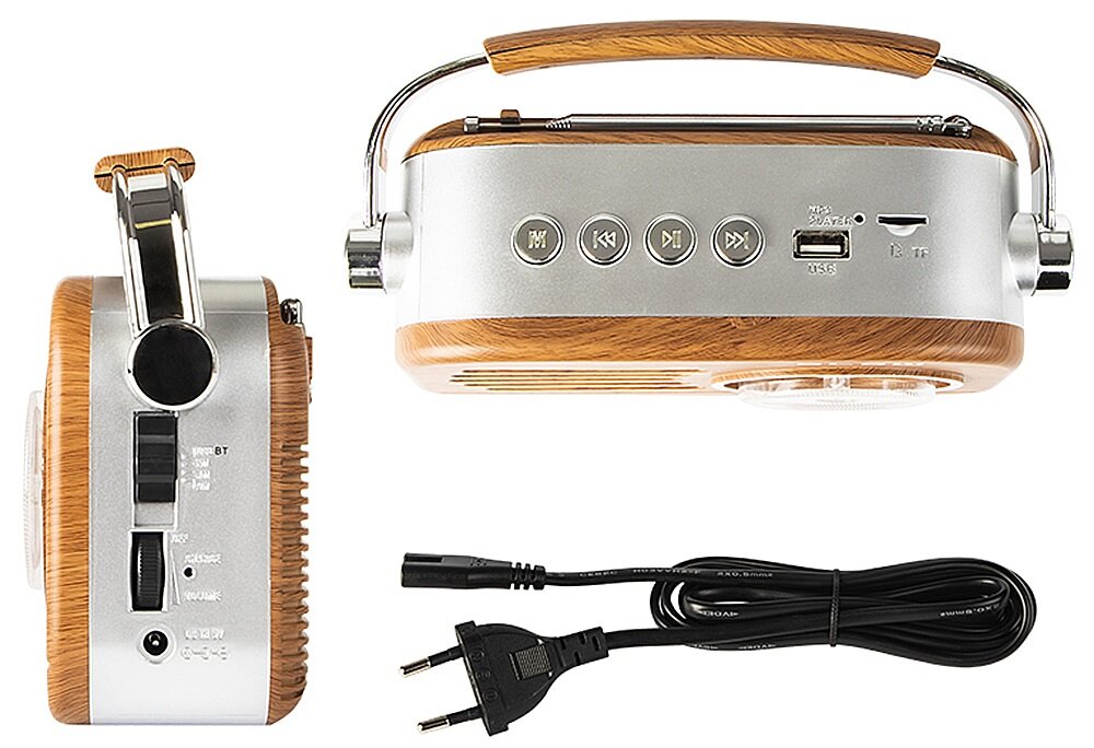 Radio BLOW RA3 Brązowy funkcja Bluetooth baterie R20 zasilanie sieciowe pendrive karta pamięci funkcje