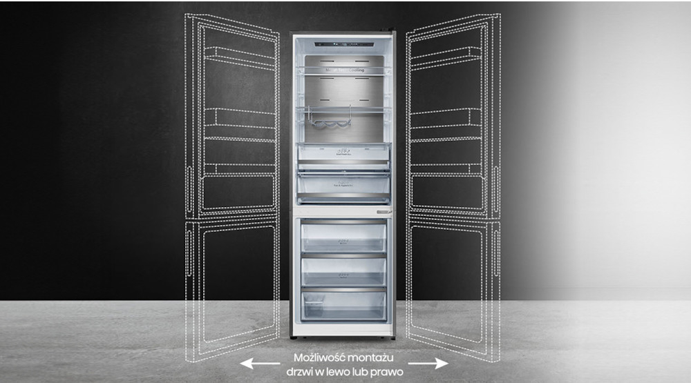 LODÓWKA HISENSE RB645N4BFE1 Uniwersalne drzwi lewo prawo zmiana kierunku otwierania komfort wygoda elastyczność
