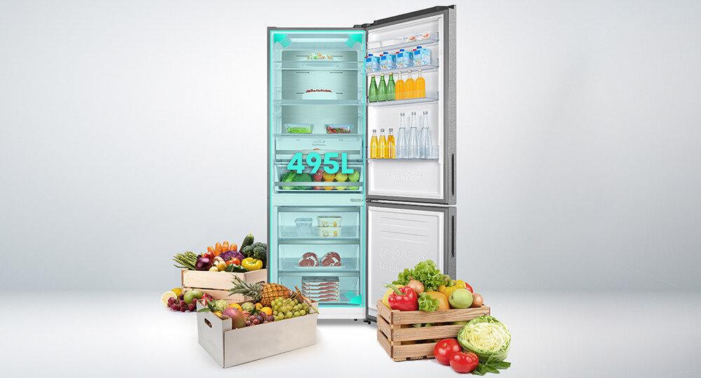 LODÓWKA HISENSE RB645N4BFE1 pojemność wnętrze seria SkyLine design wygląd styl