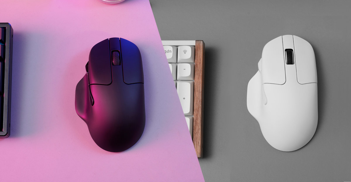 KEYCHRON M7  dwóch wersjach kolorystycznych: czarnej oraz białej stylowo i estetycznie - mysz w dwóch kolorach od góry