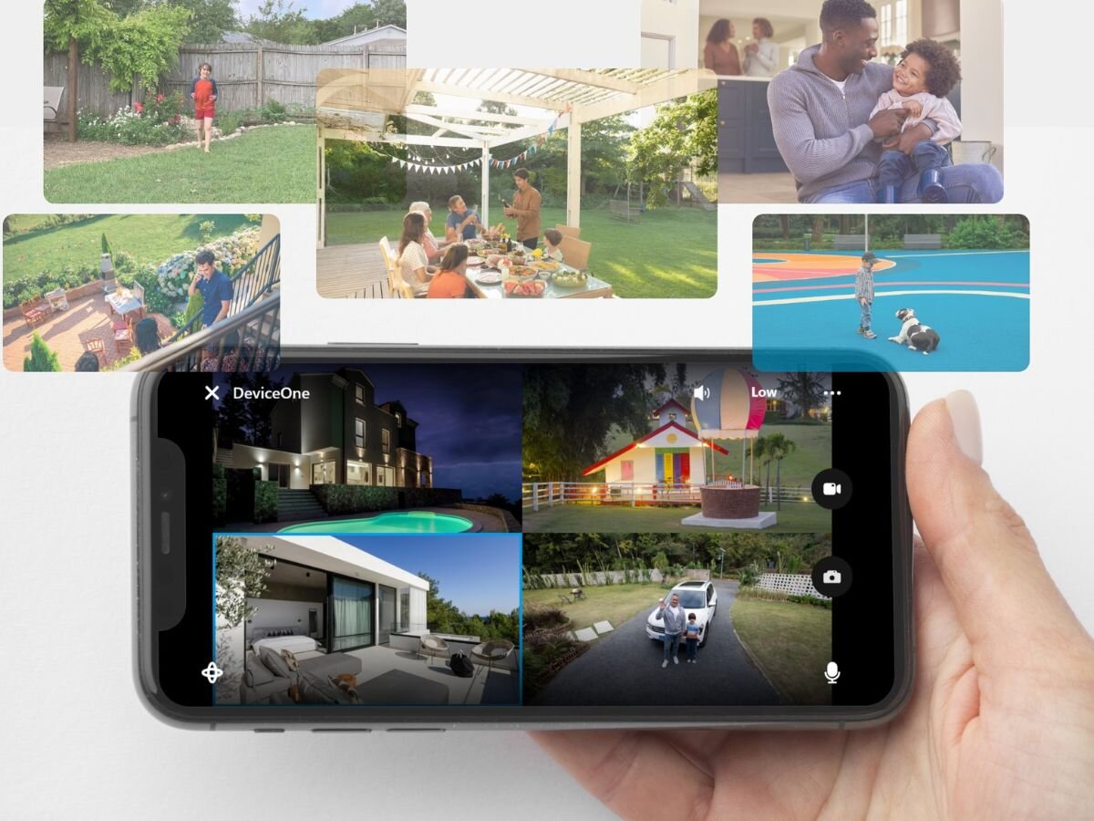 Rejestrator REOLINK NVS4 - Zarządzaj bezpieczeństwem, smartfon trzymany w ręku z apllikacją REOLINK