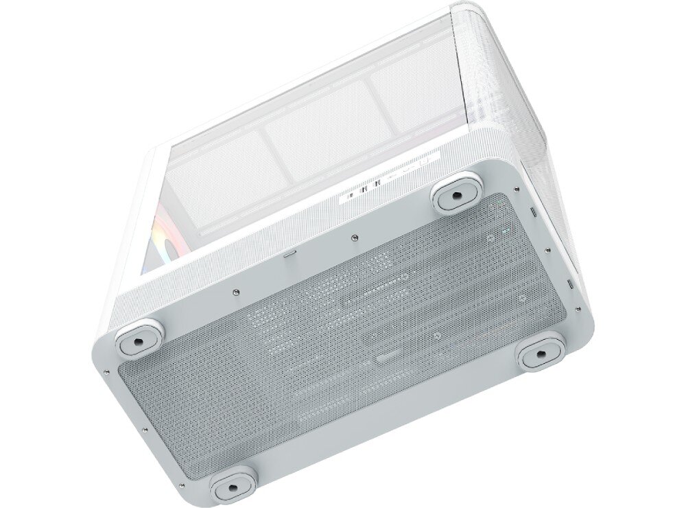 Obudowa MODECOM Volcano AQ 500 ARGB Midi Spód obudowy komputerowej z widocznym na całej długości filtrem przeciwkurzowym i okrągłymi nóżkami