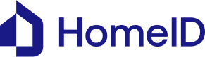 Logo z napisem \'HomeID\' w kolorze niebieskim, obok stylizowanego symbolu domu.
