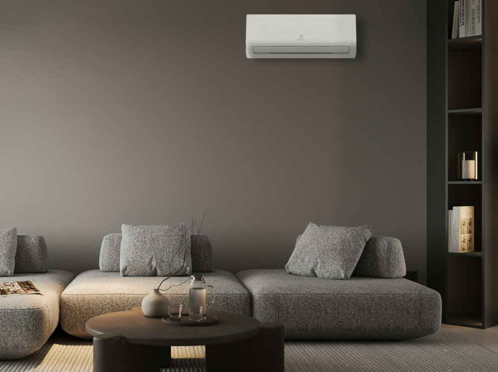 Klimatyzator Split, Pompa ciepła powietrze - powietrze ELECTROLUX Hell 4D AirFlow EACS/I-09HEL/N8 EEC Komfort i kontrola klimatu zdjęcie lifestyle prezentacja w pomieszczeniu w salonie