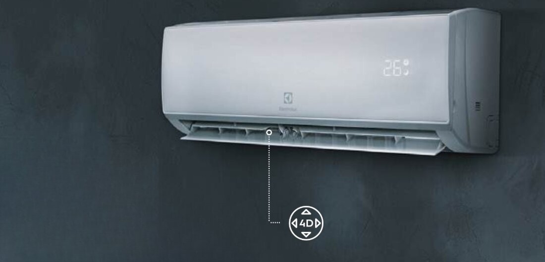 Klimatyzator Split, Pompa ciepła powietrze - powietrze ELECTROLUX Hell 4D AirFlow EACS/I-18HEL/N8 EEC Równomierny nawiew 4D Technologia 4D  Automatyczny ruch żaluzji w pionie i poziomie 
