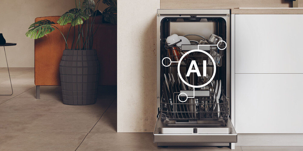 ZMYWARKA HAIER XF0C3TB0FX I-PRO SHINE SERIES 3, SLIM Automatyczne dopasowanie parametrów czujniki zabrudzenia załadunku temperatura czas