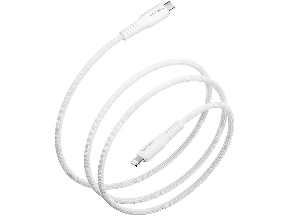 Kabel USB-C - Lightning 4SMARTS RapidCord PD Biały
                kabel na białym tle urządzenia apple certyfikat mfi iphone ipad