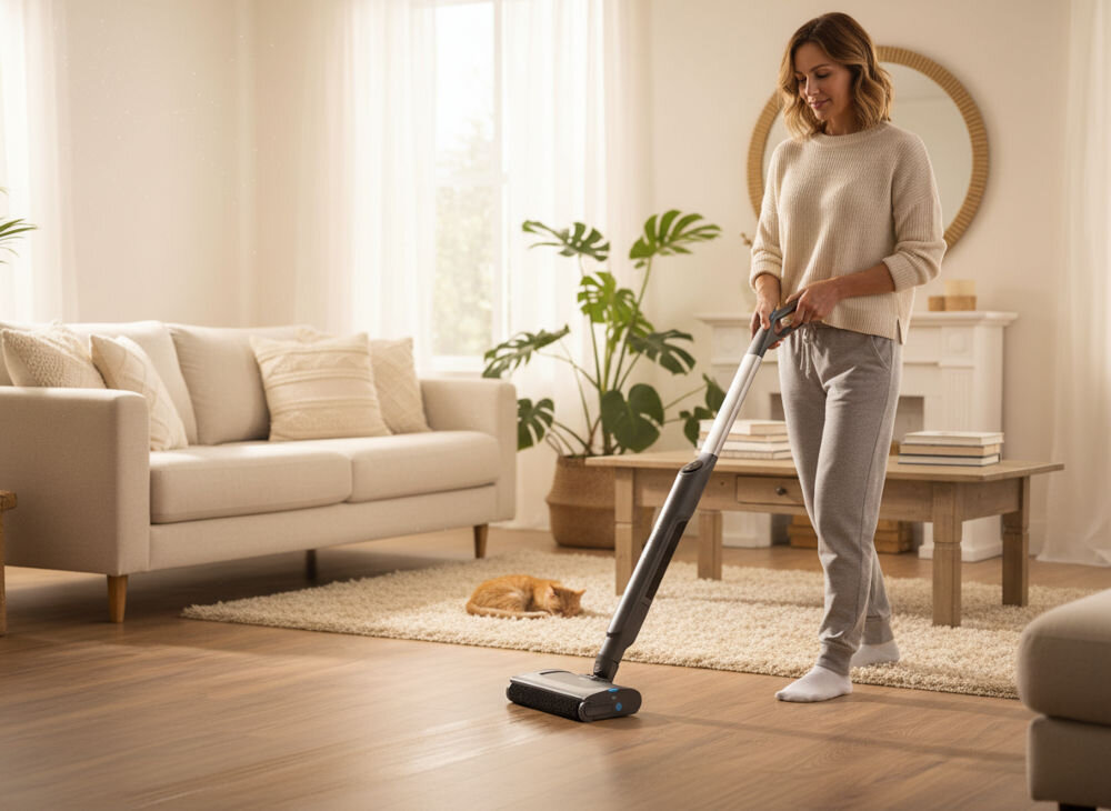 Mop elektryczny GÖTZE&JENSEN EM600T z wyświetlaczem i dwoma zbiornikami na wodę