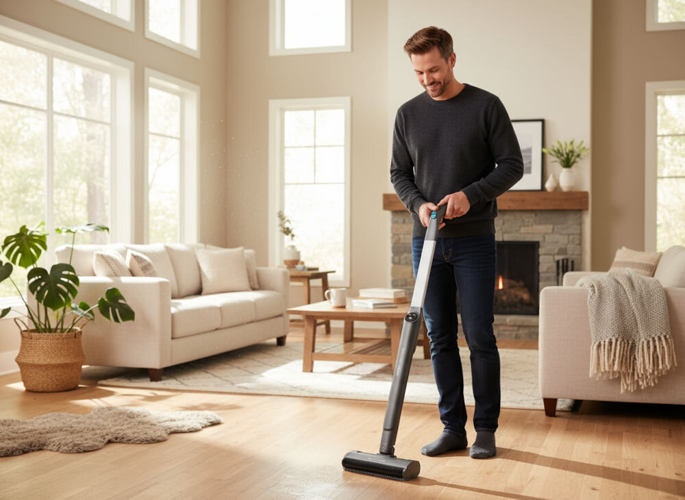 Mop elektryczny GÖTZE&JENSEN EM600T z dołączoną tacką ociekową do wygodnego przechowywania