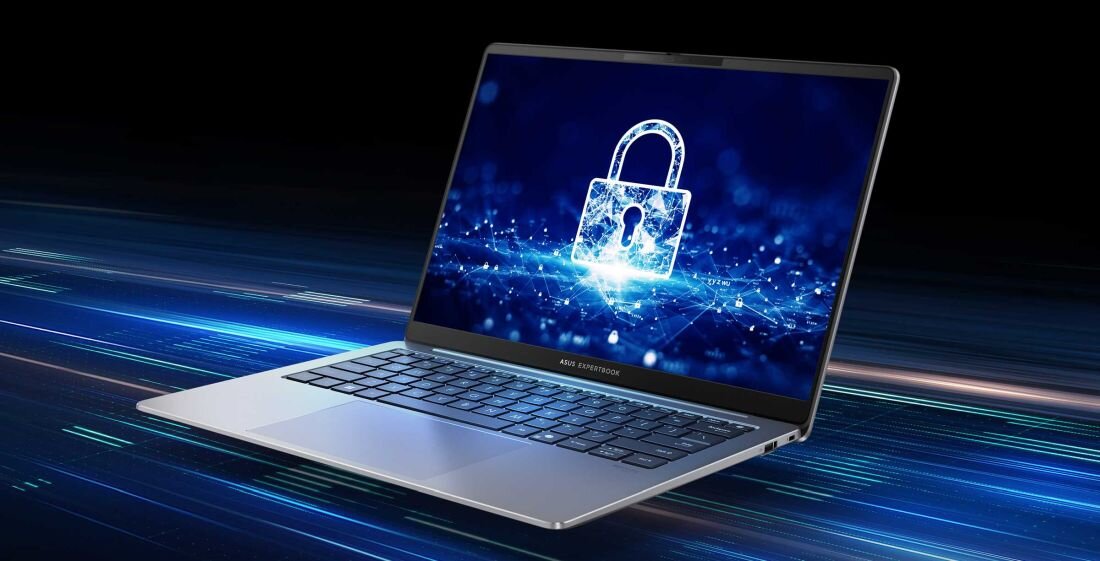 Laptop ExpertBook P5 P5405 z ikonami tarczy i kłódki – funkcje ASUS ExpertGuardian