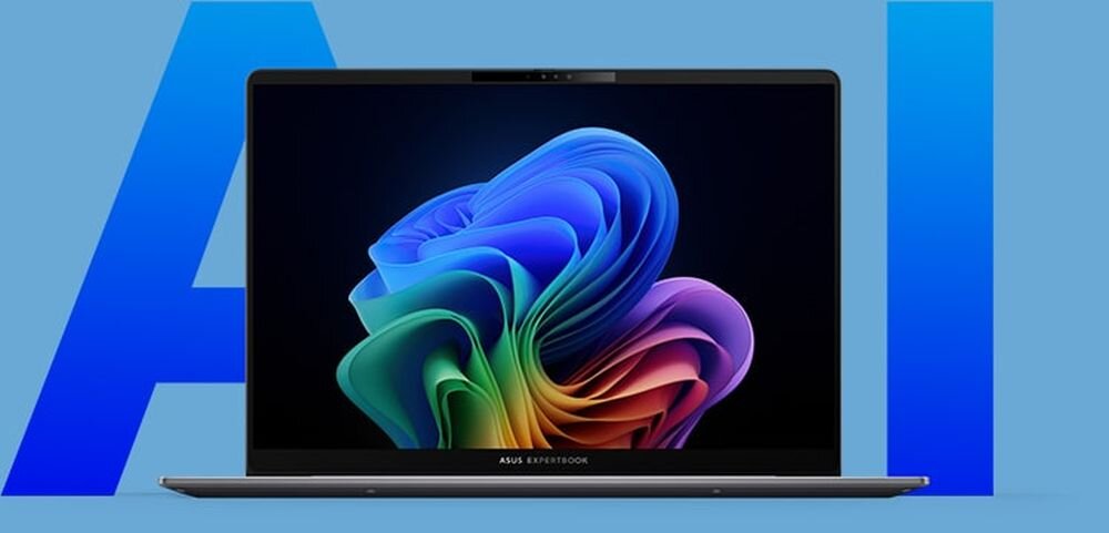 Laptop ExpertBook P5 P5405 na biurku – ekran 2,5K 144 Hz i aluminiowa obudowa