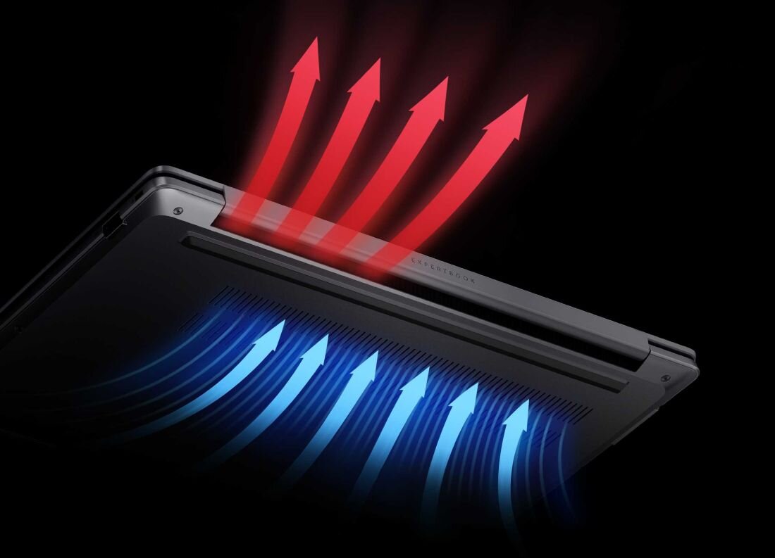 Laptop ExpertBook P5 P5405 z wizualizacją systemu ExpertCool – układ chłodzenia obudowy