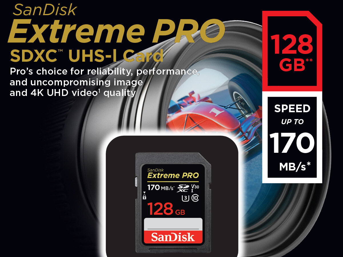 Karta pamieci SANDISK Extreme Pro SDXC 128GB zawartosc opakowania