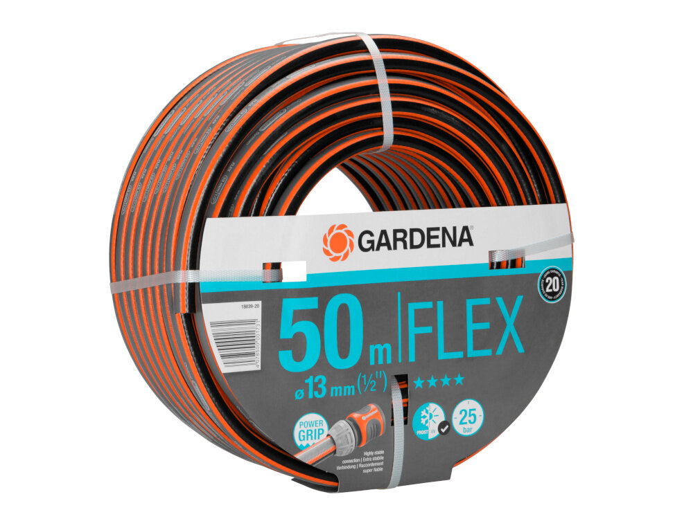 Wąż ogrodowy GARDENA Comfort Flex 1-2 cala 50 m 18039-20 odpornosc na promienie UV ochrona materialu odpornosc na mroz trwalosc w trudnych warunkach pogodowych zachowuje swoje wlasciwosci przez caly rok