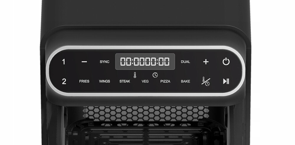 Air Fryer Frytkownica beztłuszczowa TURBOTRONIC TT-AF500D Czarny z podwójnym koszem Intuicyjne sterowanie dotykowe Duży panel LCD z gotowymi programami  ułatwienie wybór ustawienia jeden dotyk